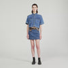Seattle Short Denim And Leather Skirt Dark Blue