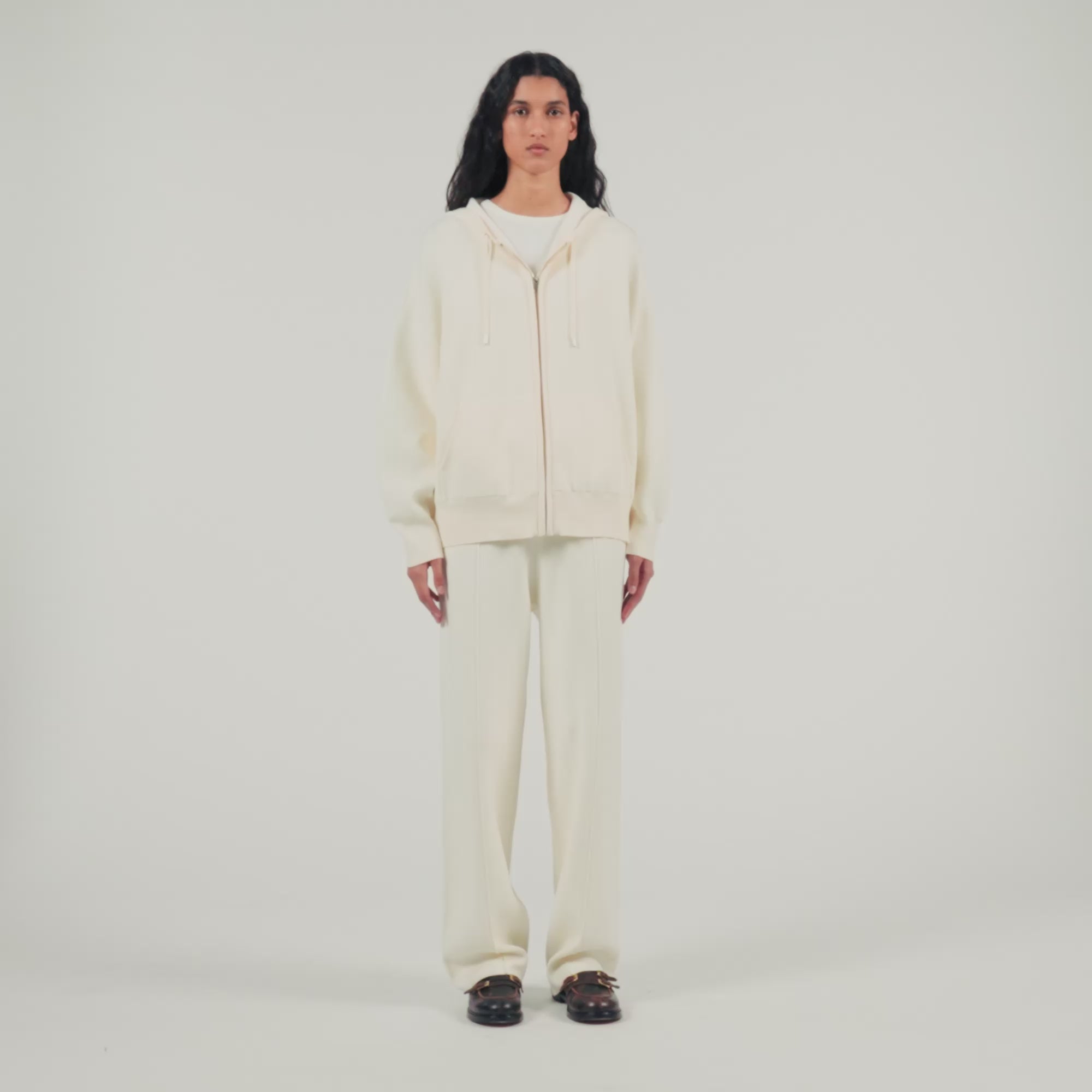 Oversized Zip Sweatshirt Ecru