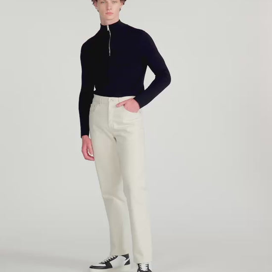 Zip Sweater Wool Sweater With Zipped Collar Carbon Black