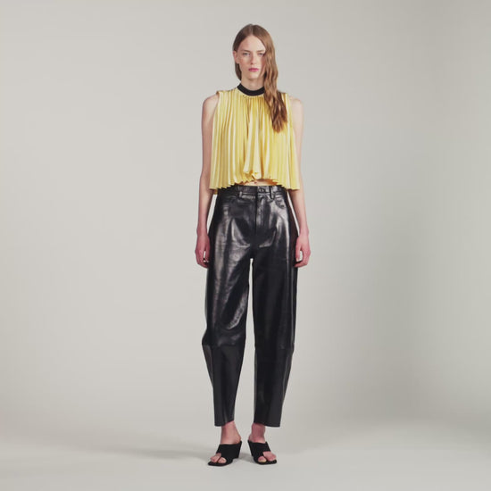 Litoralia Pleated Tie-Back Top Straw
