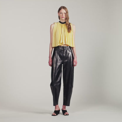 Litoralia Pleated Tie-Back Top Straw