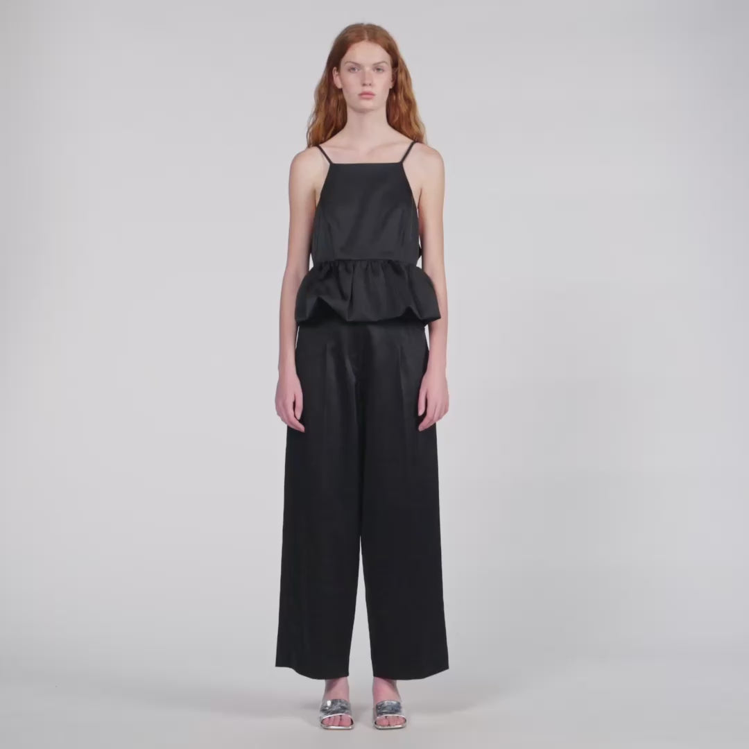 Azelie Ruffled Crop Top Black