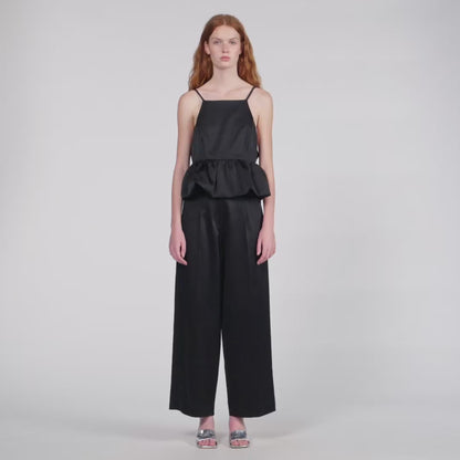 Azelie Ruffled Crop Top Black