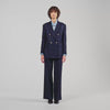 Flore Rhinestone wool suit jacket Navy Blue