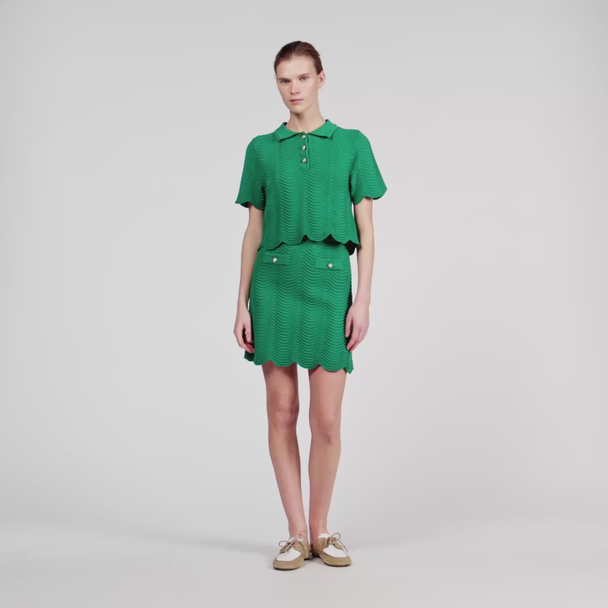 Bamba Short Decorative Knit Skirt EMEURAUDE GREEN