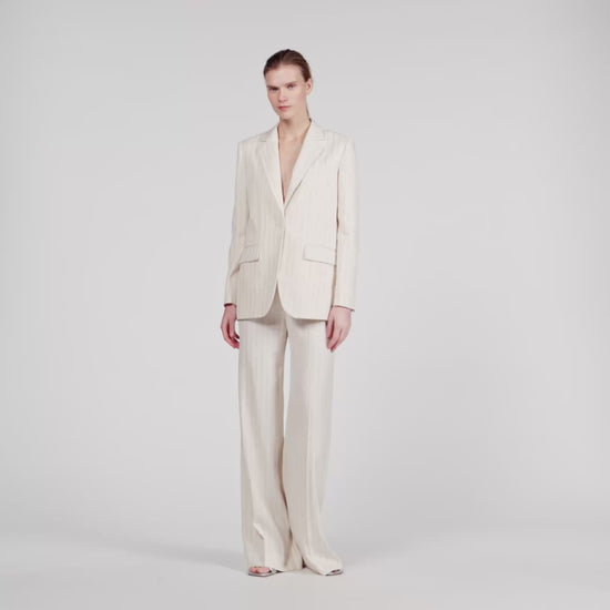 Birkin Striped Tailored Jacket Ecru / Silver