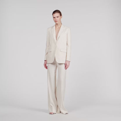 Birkin Striped Tailored Jacket Ecru / Silver