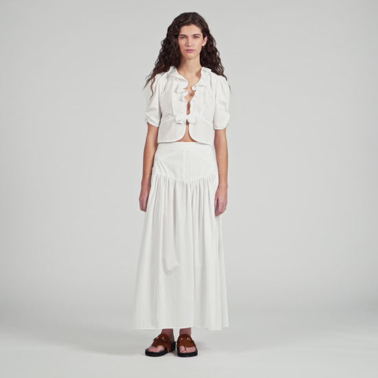 Aleo Ruffled Crop Top White