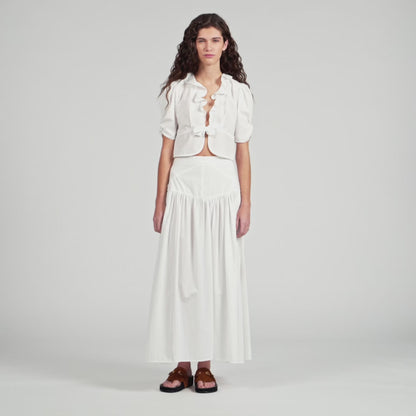 Aleo Ruffled Crop Top White