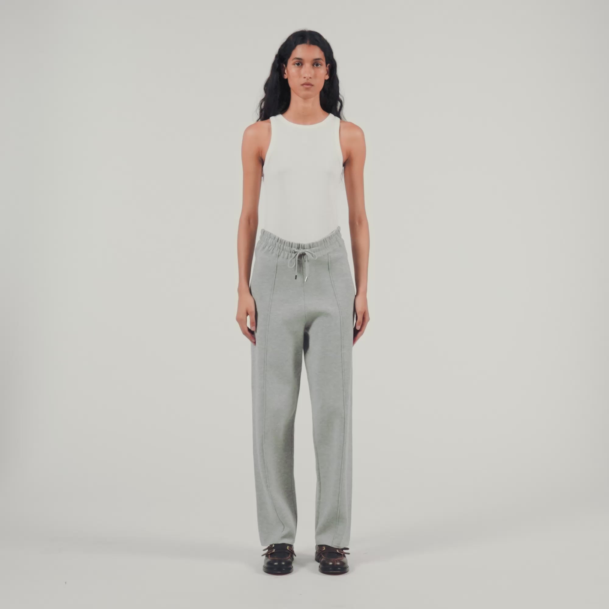 Knitted Straight-Leg Pants Grey