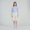Flamenco Ruffled Cotton Shirt Sky Blue