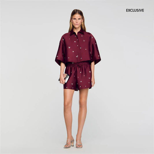 Mentissa Shirt Embellished With Rhinestones Bordeaux